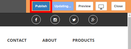 SitePad publish button