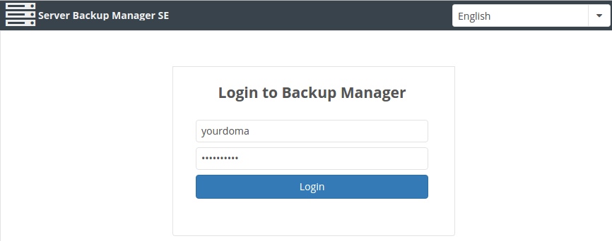 Server Backup Manager SE login