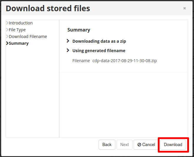 Download stored files - Summary
