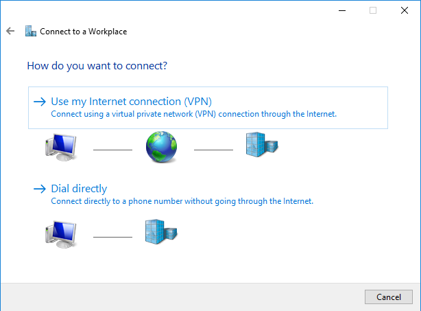 Windows - Use my Internet connection (VPN)
