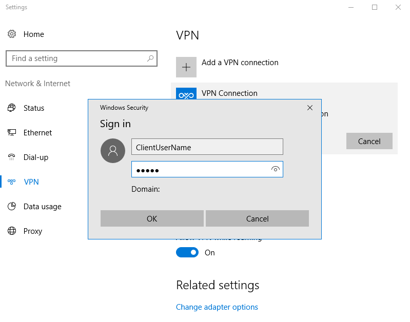 Windows VPN connection