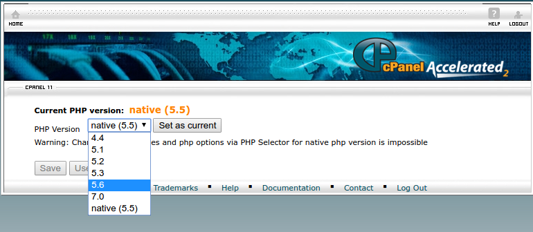 cPanel - Current PHP Version