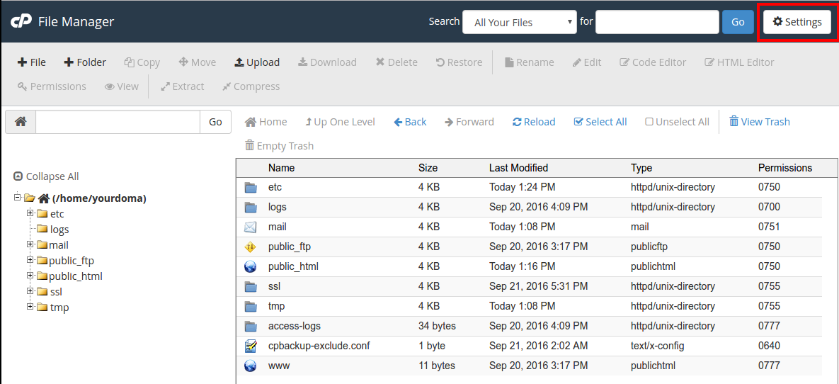 cPanel File MAnager