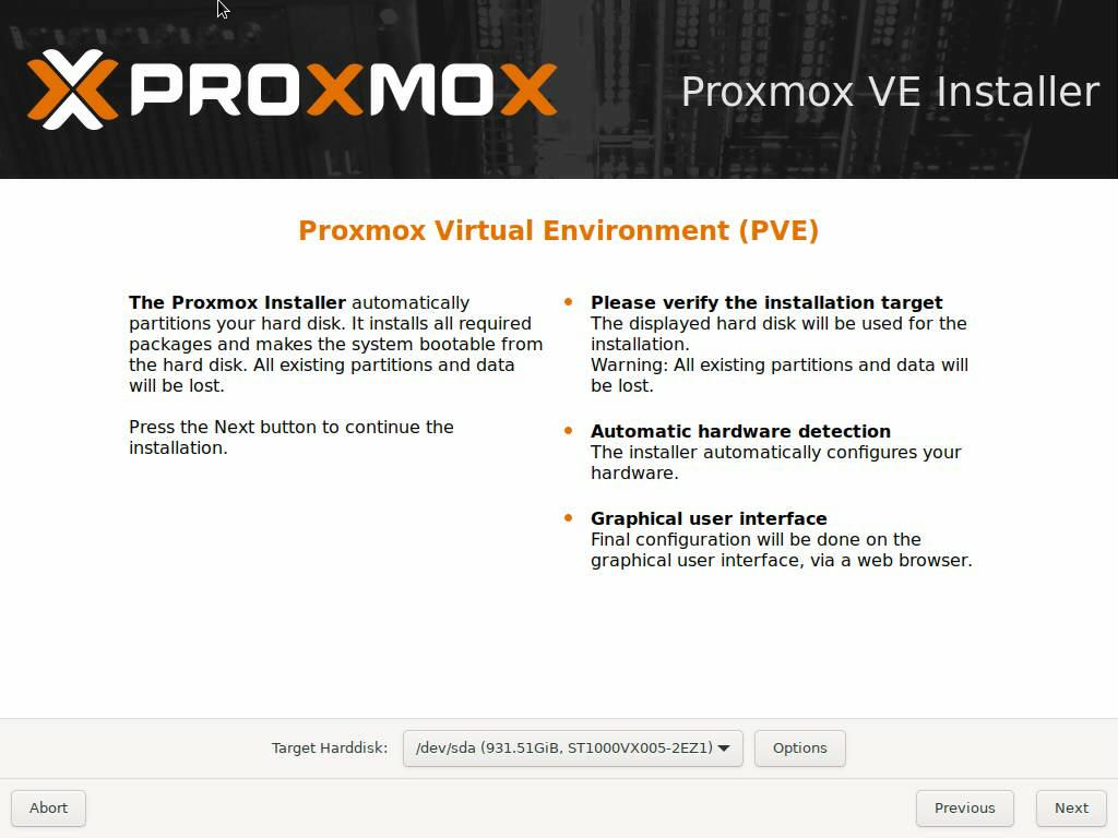 Proxmox Choosing the disk