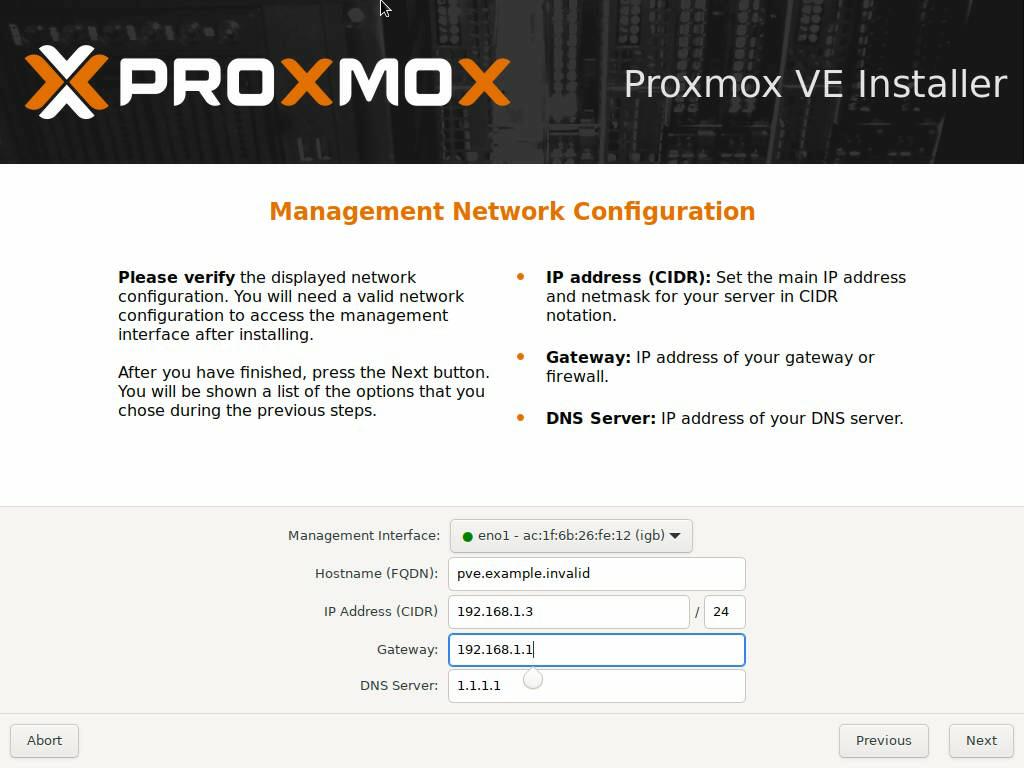 Proxmox networking configuration