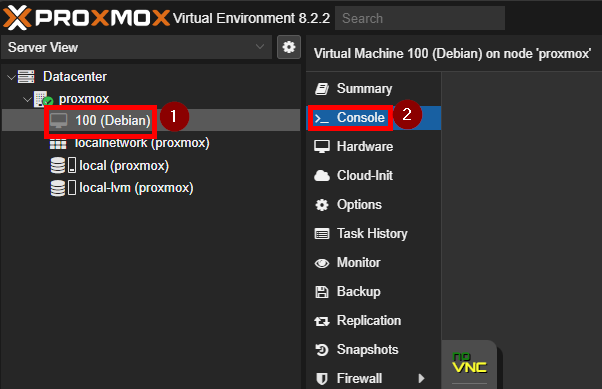 Opening the VM console