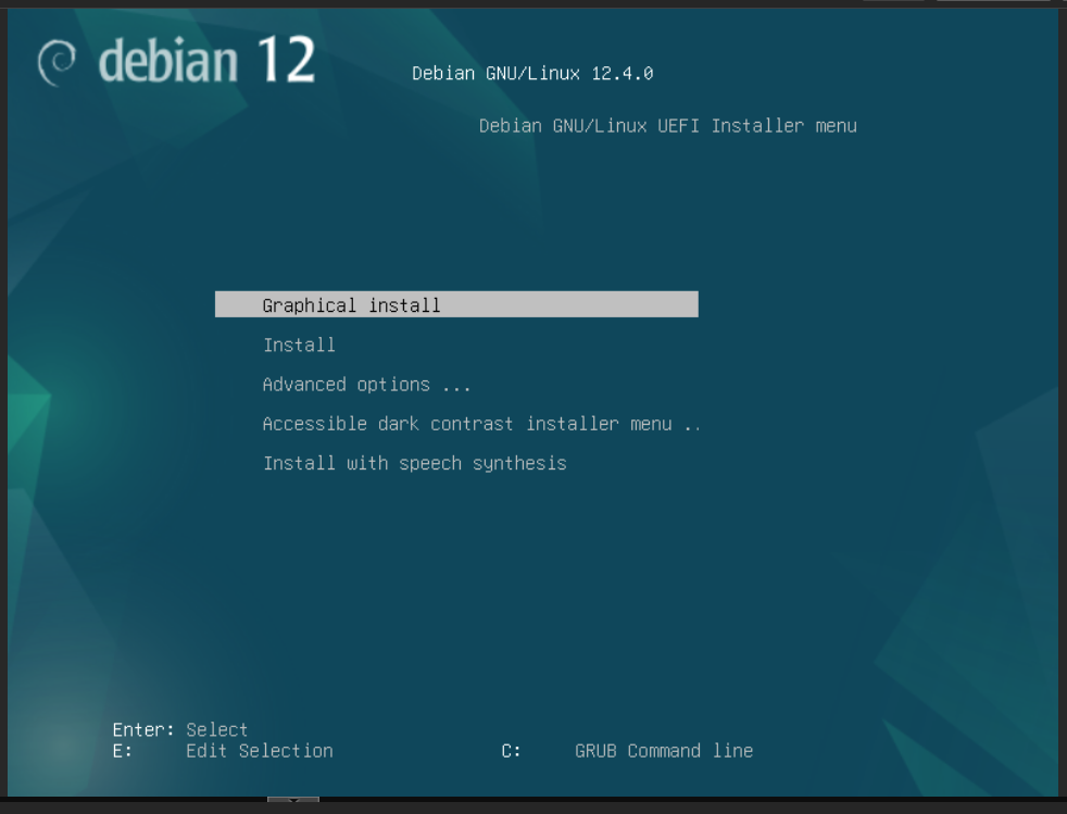 Debian OS boot screen