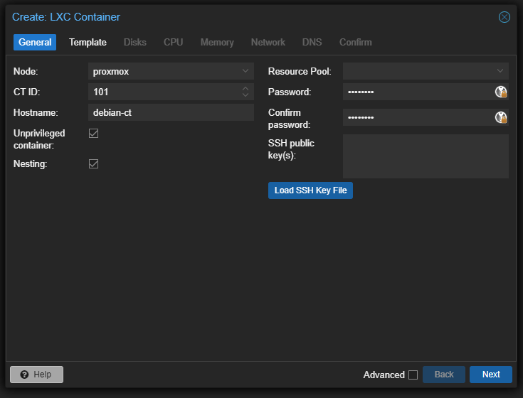 Creating CT - General tab