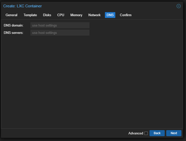 Creating CT - DNS tab