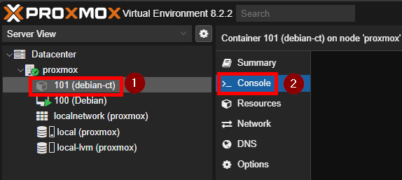 Opening the container console