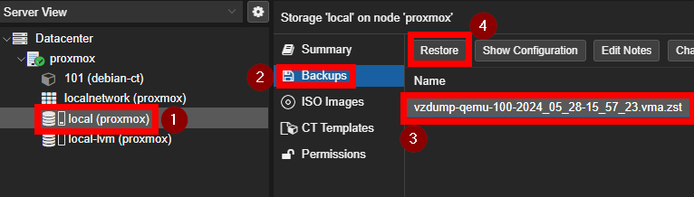 Backups stored in local storage