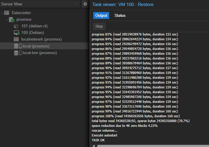 Backup restore task run