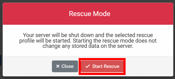 Rescue Mode dialog