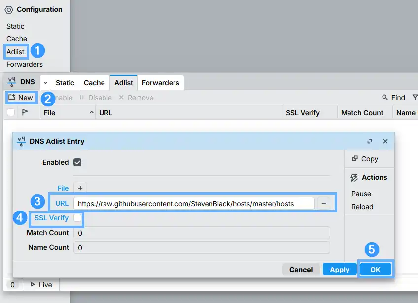 Adding adlist via URL