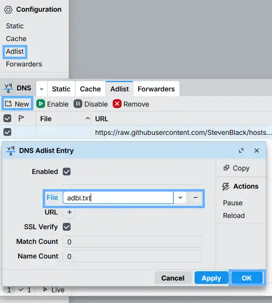Importing the custom adlist