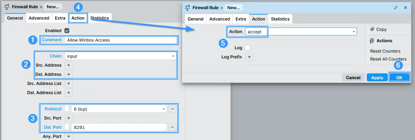 routeros - add firewall rule