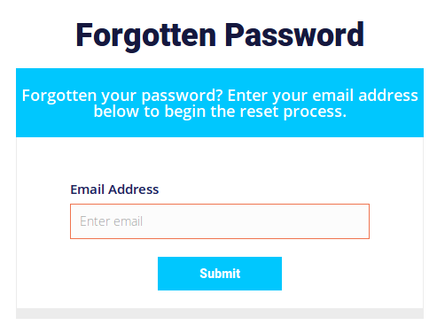 BGOcloud Forgotten Password - Email Address