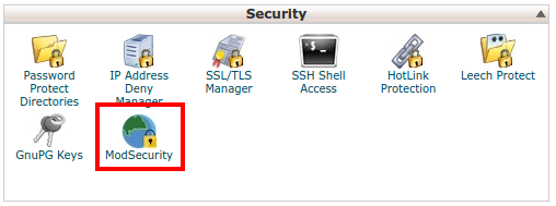 cPanel interface - ModSecurity